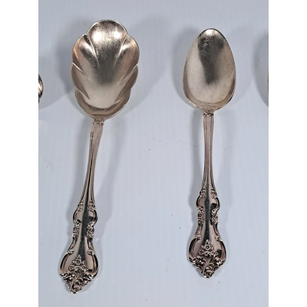 International DeepSilver Orleans‎ Silverplate Serving Set 8pc Ornate Floral